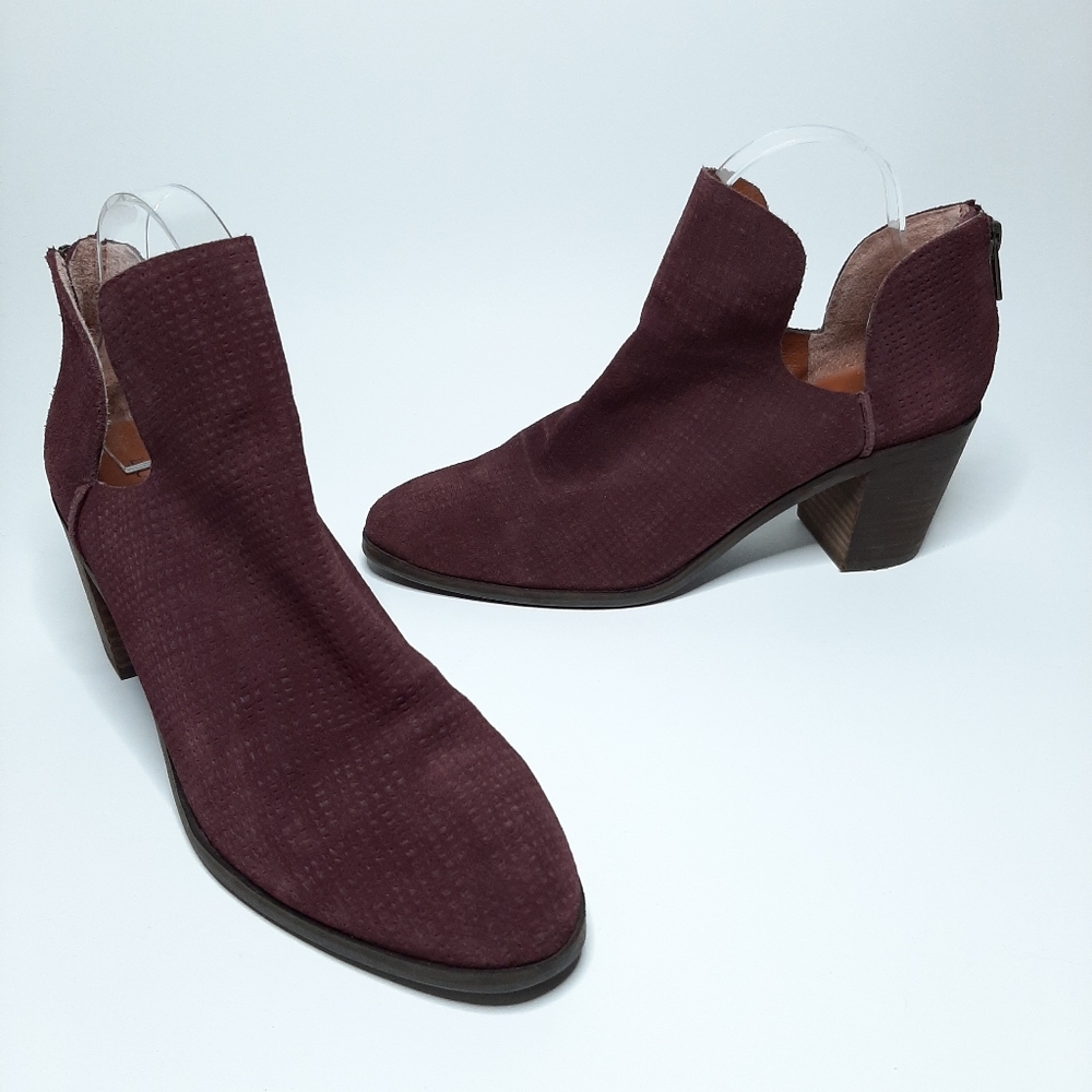Lucky Brand Powe Booties Deep Purple Suede Leather Size 10